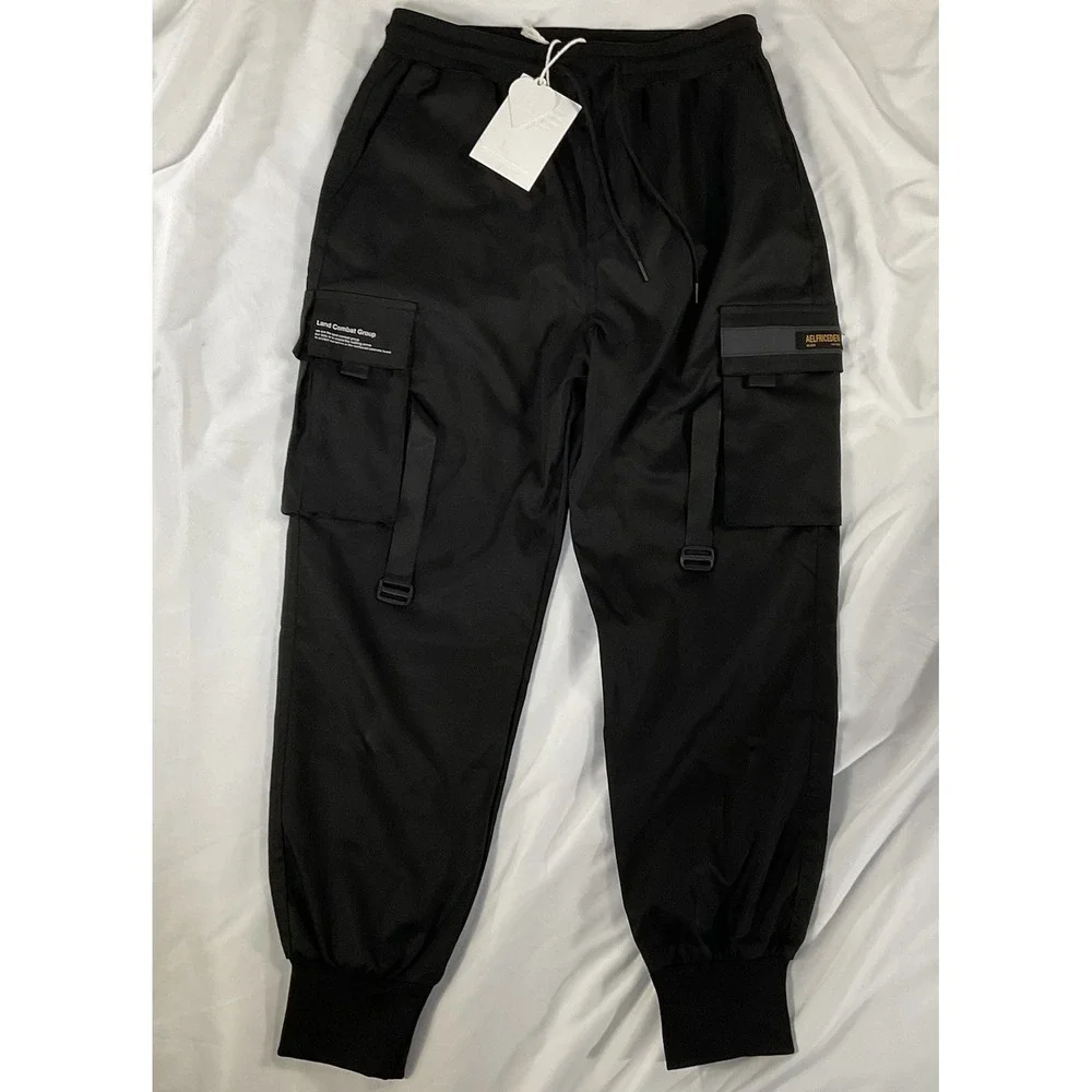 Aelfric Eden Land Combat Group Pants Mens Black Cargo Jogger Straps - Size L 337